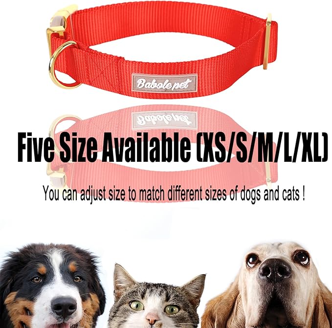 Nylon Dog Collar - Adjustable Red Soft Webbing Dog Collars for Small Medium Large Dogs Boy Girl Puppy Collar with Safety Metal Buckle L