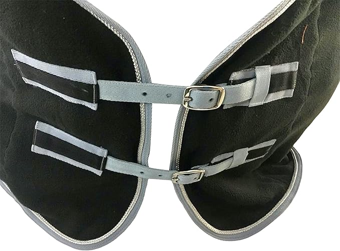 Majestic Ally Anti Pill Fleece Horse Blanket/Sheet with Silver Braided Rope (Black, 80)