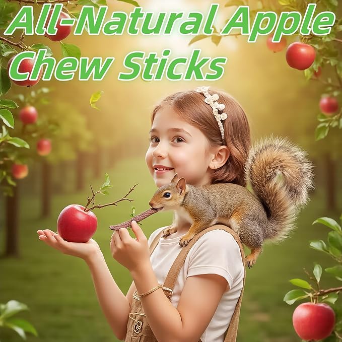 Rabbit Toys,400g Bunny Chew Apple Sticks,100% Organic Natural Hamster Molar Treat,Guinea Pig Food Snack Stuff for Clean Teeth Pet Squirrel Rat Chinchilla Hedgehog Gerbil