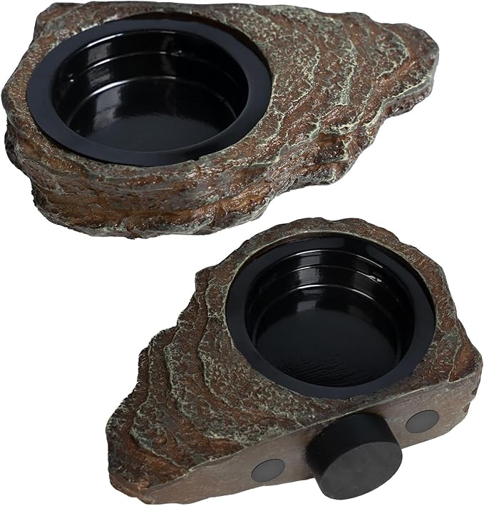 OIIBO Magnetic Gecko Feeding Ledge, Reptile Food Dish with 3PCS Feeding Cups Crested Gecko Feeder Ledge Water Bowl for Lizard Chameleon Bearded Dragon Tank Accessories
