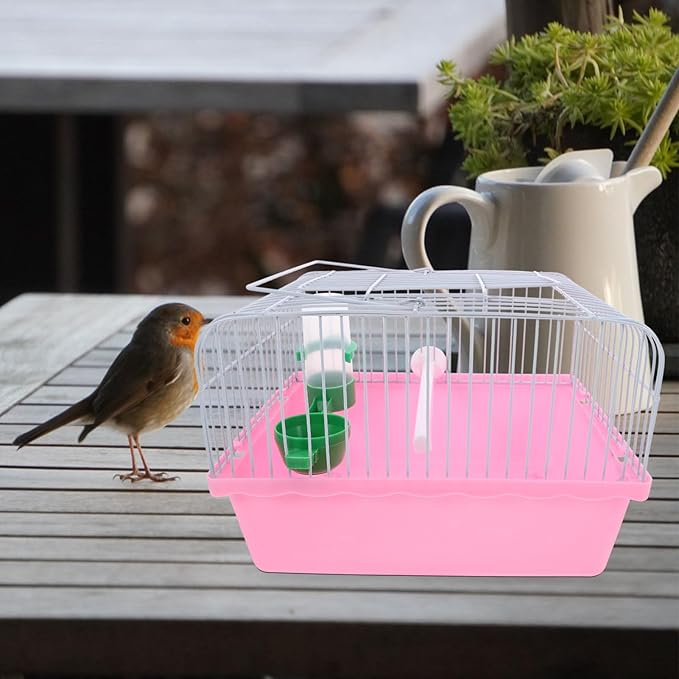 BESPORTBLE Spacious Bird Carrier Travel Cage Lightweight Portable Bird Cage with Perch Food Box Water Feeder for Parrots and Lovebirds Abs Iron Design for Travel Storage Color