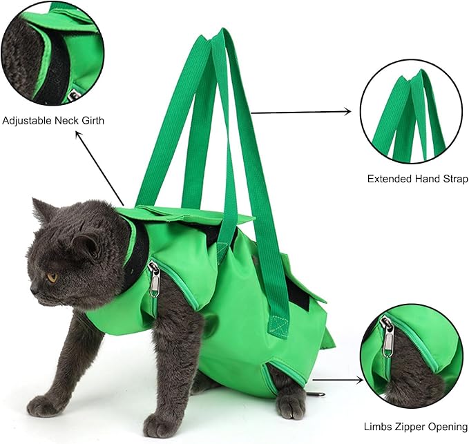 HDKUW Cat Grooming Bag,Foldable Travel Carrier for Cats,Anti-Bite Anti-Scratch Cat Grooming Restraint Bag,Pet Carrier for Administering Eye Drops,Ear Cleaner,Clipping Nails Blue S