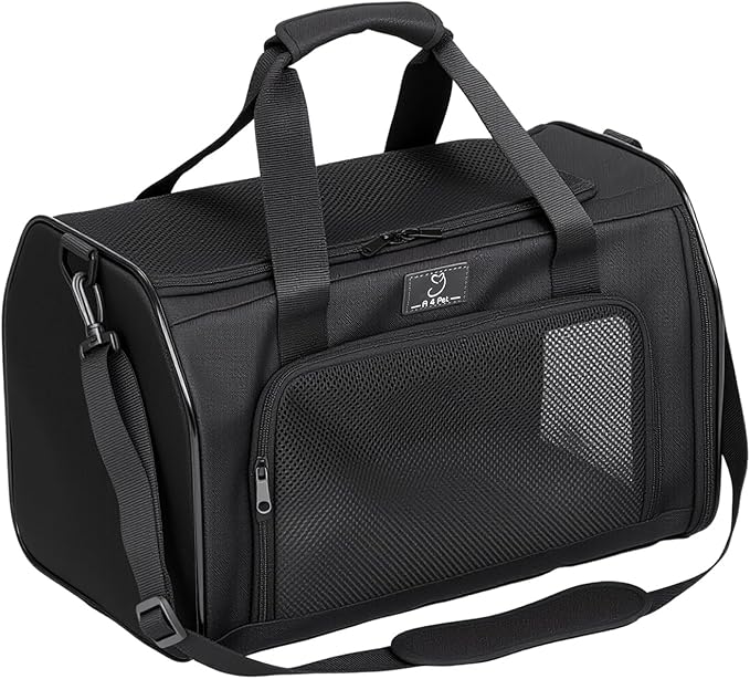 Airline Approved Pet Carrier for Small Dogs & Cats Up to 15lbs, Soft-Sided, Foldable, Ventilated, TSA Travel Bag with Fleece Pad, Safety Straps, Washable Portable Cat Dog Airline Travel Tote