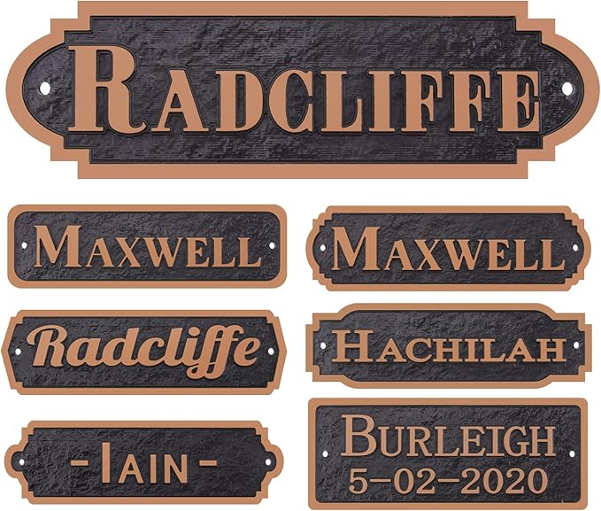 Acrylic Horse Stall Name Plate, 2.4" x 8" Personalized Stall Signs, UV Protected, Custom Pet Name Sign, All Weather Adhesive, Mounting (Antique Copper, Style 6)