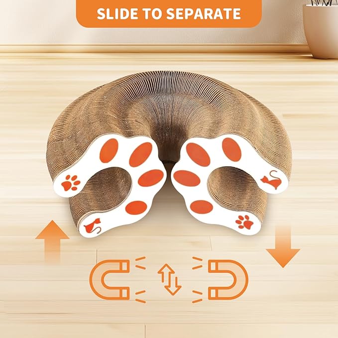 Collapsible Cats Cardboard Scratcher Interactive Pet Toys for Indoor Cats with Ring Ball Magnetic Kitten for Chase Scratch Paw