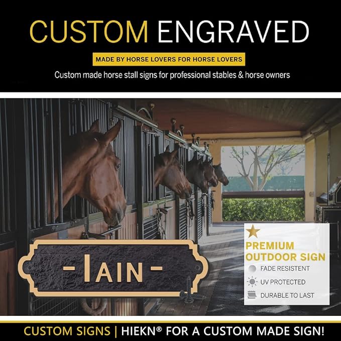 Acrylic Horse Stall Name Plate, 2.4" x 8" Personalized Stall Signs, UV Protected, Custom Pet Name Sign, All Weather Adhesive, Mounting (Rose Gold, Style 4)