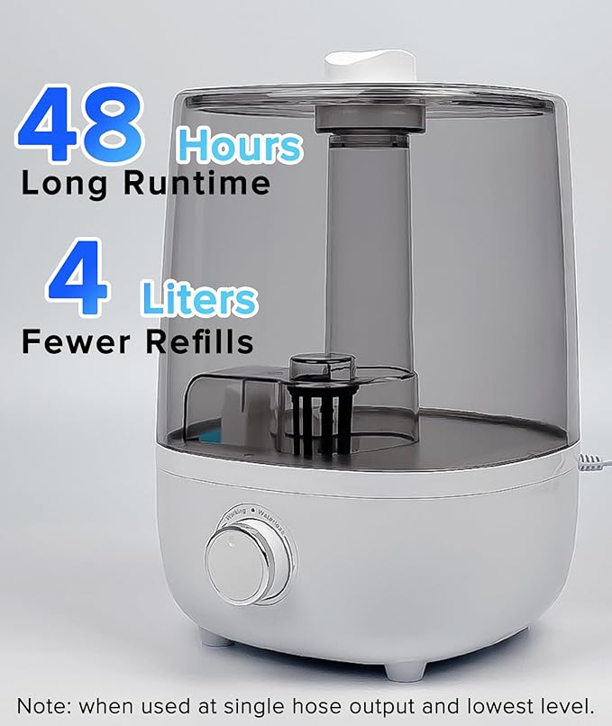 4L Top-Fill Reptile Fogger Humidifier Mister for Terrariums, Easy to Refill & Clean, Adjustable Fog Output, Dry-Run Protection, Ideal for Snake(Ball Python), Tortoise, Chameleon, Frog or Hermit Crab