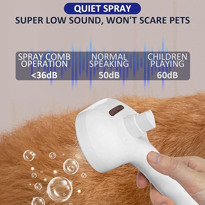 Fur Shower Brush for Dogs, 3 In 1 Self Cleaning Steamy Pet Brush, Pets Spray Hair Removal Comb - Anti-Static, Dog Grooming Tool With Steam | Skin-Friendly Design (Green)