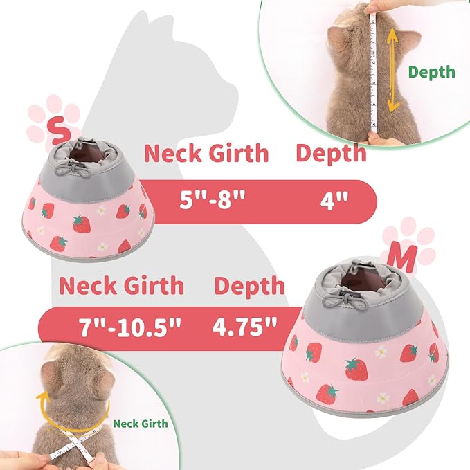 Cat Cone Collar Soft, Comfortable Cat Recovery Collar Pet Cone for Small Large Cats, Lightweight Elizabethan Collar for Cats Kittens After Surgery Prevent from Licking Wounds, Pink, S