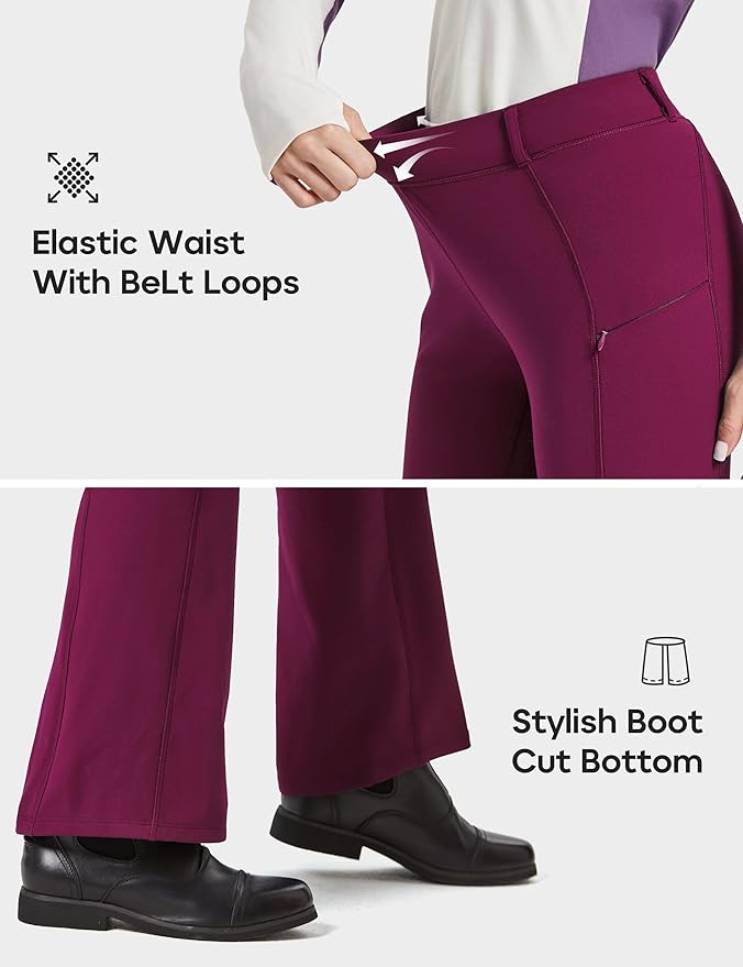 FitsT4 Sports Women's Fleece Lined Bootcut Horse Riding Pants Winter Full Seat Riding Tights with Pockets Equestrian Breeches