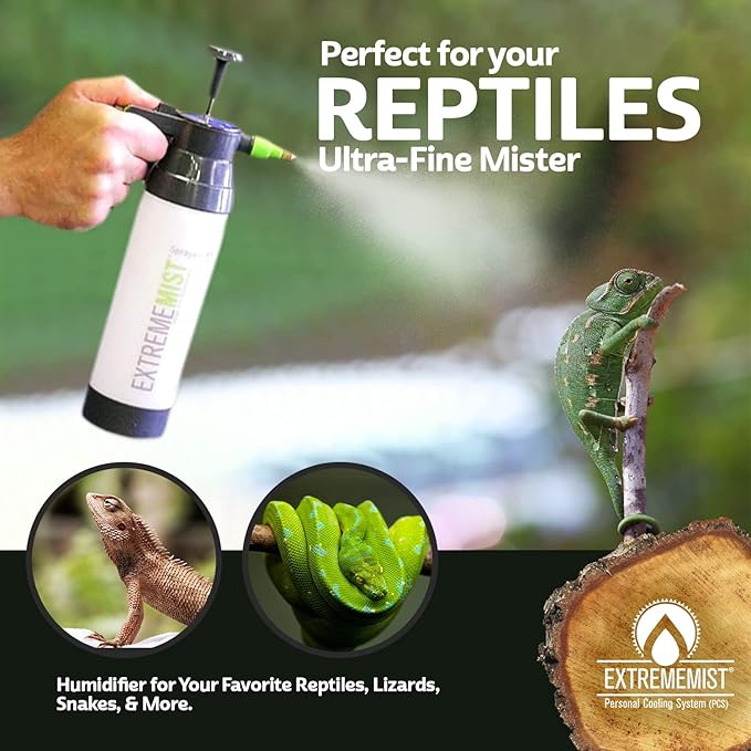 ExtremeMIST High-Performance Reptile Mister - Ultra-fine Reptile Sprayer & Terrarium Humidity Fogger for Geckos, Chameleons, Turtles and Lizards - The Ultimate Pump Sprayer & Humidifier - 32 Oz Bottle