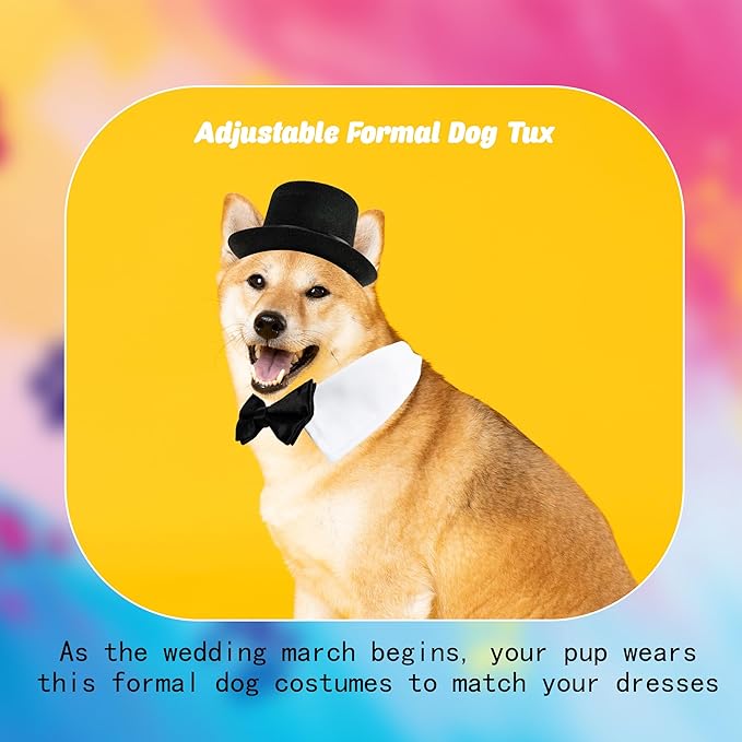 4 Pcs Pet Formal Halloween Costume Accessories Dog Wedding Bow Tie Top Hat Puppy Gentleman Costume for Halloween Cats Party Small Medium Dogs