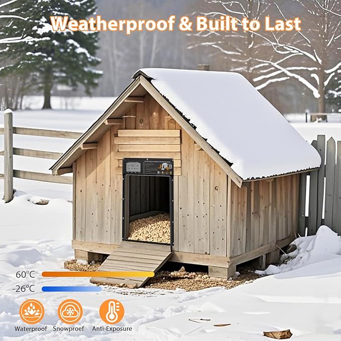 Automatic Pet Door Solar Powered with Timer, Light Sensor, Motion Sensor, LCD Display & Remote Control, Weatherproof Door for Dogs, Cats, Chicken & Rabbits