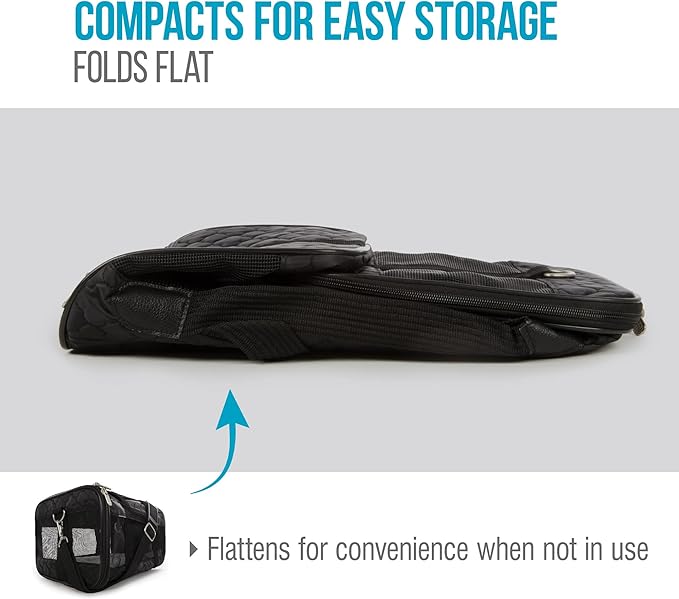 Sherpa Pet Carrier Airline Approved with Spring Wire Frame - Cat & Dog Carrier for In-Cabin Travel, Mesh Ventilation, Locking Zippers - Black Lattice, Large