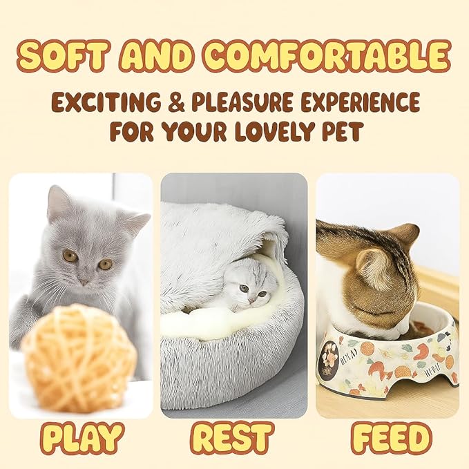 Nest Bed - Lapcatz Cat Beds for Indoor Cats, Fluffy Cat Bed Cave Plush Warm Nest for Cats (Rainbow,XL 28"x28")