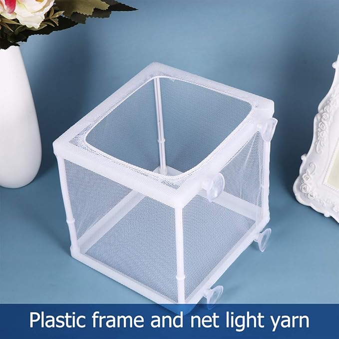 Fish Box, Aquarium Box Nylon Mesh Fish Fry Hatchery Box Floating Separation Net