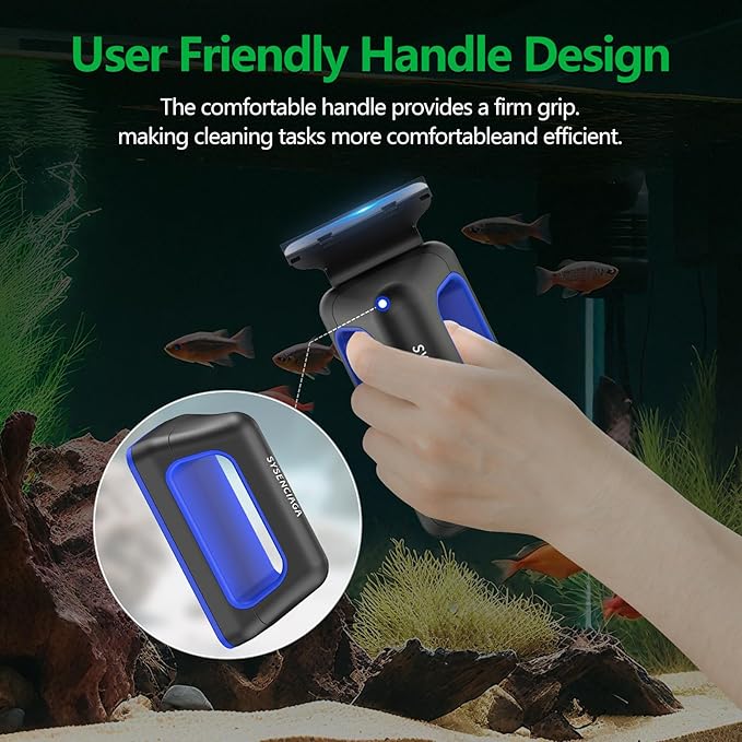 Aquarium Magnet Glass Cleaner, Double-Sided Detachable & Floating Algae Scraper for 0.2-0.4 Inch Fish Tank Glass Cleaning, No Scratches（S）