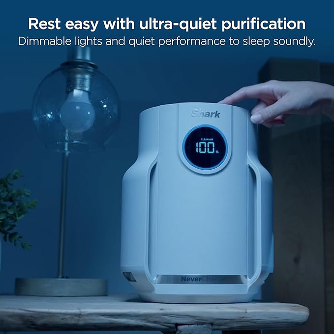 Shark Air Purifier for Home, NeverChange Compact Pro, for Bedroom, Nursery, Home Office, Dorm, HEPA-Exceeding Filter, Captures Pollutants, Pet Dander, Dust, Odor, Smoke, and More, HP072WH, 2025, White