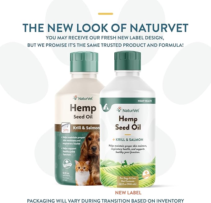 NaturVet Hemp Seed Oil Krill and Salmon, 32 oz. Liquid, Made in The USA