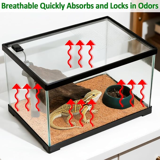 Halatool 2Pack Reptile Carpet 12” X 30” Coconut Fiber Mat for 20 Gallon Reptile Tank Thick Terrarium Bedding Cage Liner Tortoise Habitat Accessories for Turtles Lizard Bearded Dragon Leopard Gecko