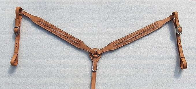 Premium Leather Western Breast Collar for Horse Riding | Adjustable & Comfortable Equestrian Tack | Durable Saddle Strap for Roping & Ranch Work
