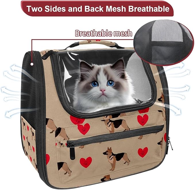 Dog and Heart Cat Carrier Backpack,900D Wear-Resistant Oxford Fabric, Dog Carrier Cat Backpacks Suitable for Travel