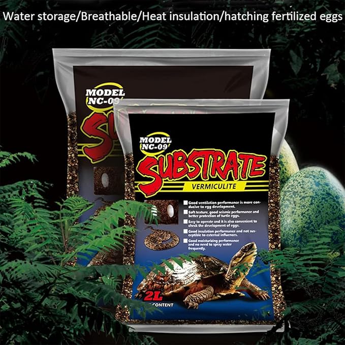 Hamiledyi Reptile Substrate Vermiculite Bedding Snake Hibernant moisturizing Soil Terrarium Bedding for Snake Tortoise Lizard Hatching Eggs(2.1Quart/2L)