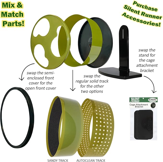 Silent Runner 12" Wide + Cage Attachment (NO Stand) - Silent, Fast, Durable Exercise Wheel - Sugar Gliders, Degus, Rats, Hedgehogs, Prairie Dogs & Small Pets