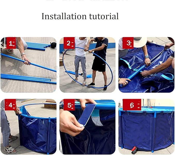 Canvas Fish Pond for Koi Large Collapsible Canvas/Plastic Above-Ground Ponds for Koi Culture Agricultural Irrigation Above Ground Pond with Durable Brackets 78X39 in(3100 L)