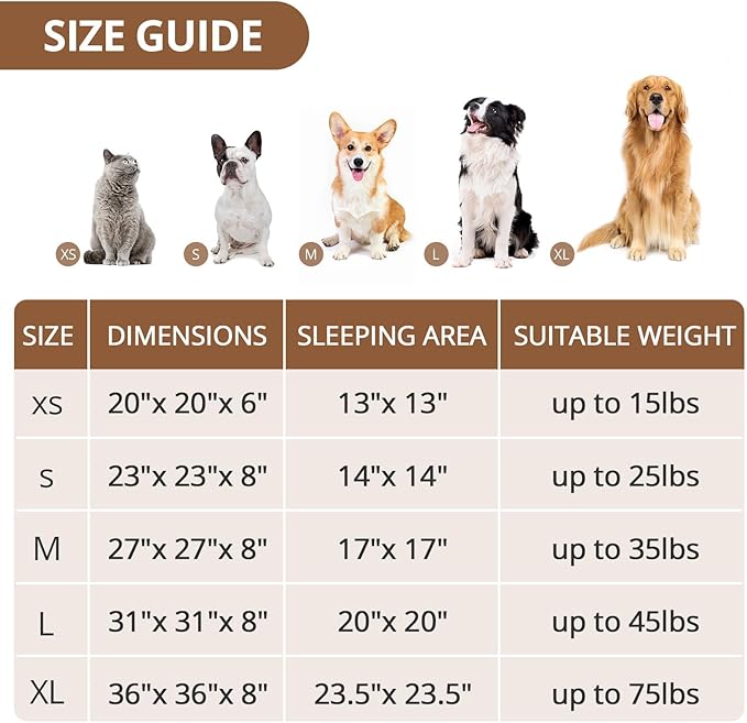 JOLLYVOGUE Medium Calming Dog Bed, Anti-Anxiety Donut Cuddler Cat Bed with Anti-Slip Bottom, Fluffy Faux Fur Machine Washable Pet Cushion for Medium Large Dog & Cat, 31"/Smoke Brown