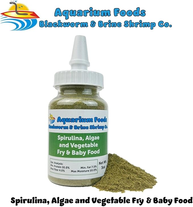 Aquatic Foods Inc. Spirulina, Algae, Vegetable Powder for Tropical Fish Fry and Babies, Corals, Anemones…3oz Squeeze Bottle