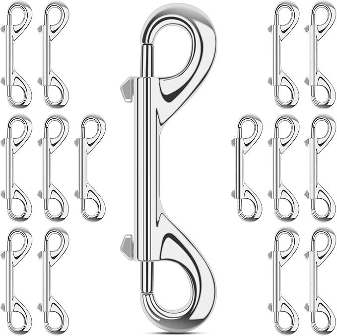 ERKOON 15 Pack Heavy Duty Snap Hooks Double Sided Clips for Hanging Horse Tack Sling Feed Buckets Dog Leash Collar Key Chain Zinc Alloy Metal Snaps Clip (4 Inch)