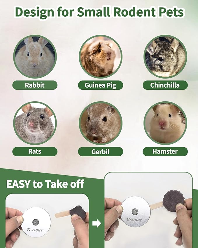 C-LIGHT Guinea Pig Chew Toy, 8 Pcs Timothy Hay Rabbit Treat Chew for Teeth, Rustproof Aluminum Spinner Chew Toy with Replaceable Treats for Chinchillas,Guinea Pigs, Bunny.