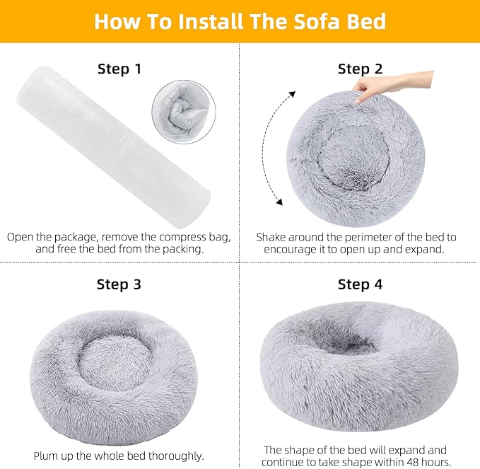 Nisrada Dog Bed for Small Medium Large Dogs, 30 inch Calming Dogs Bed, Washable-Round Cozy Soft Pet Bed for Puppy and Kitten with Slip-Resistant Bottom