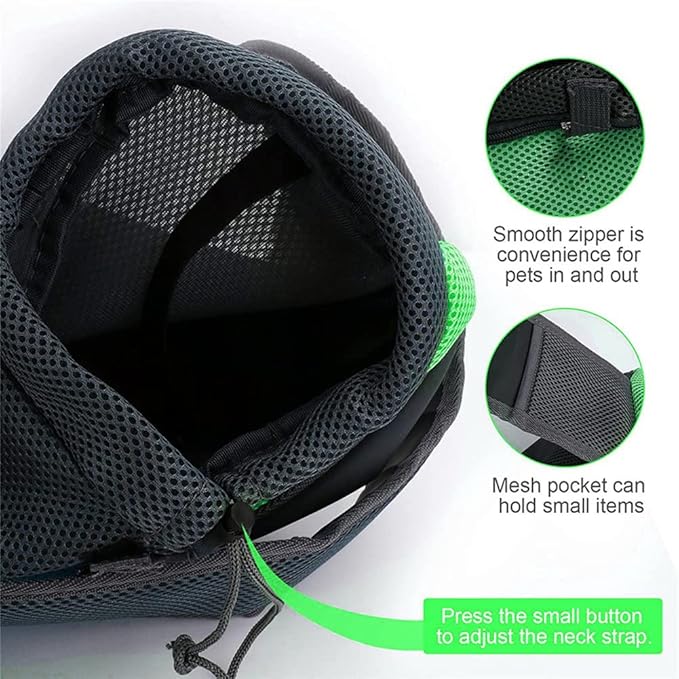 JiangYanus Dog Carrier Sling, Hand Free Drawstring Dog Papoose with Adjustable Strap, Breathable Mesh Travel Safe Puppy Sling Bag Carrier, Crossbody Satchel Dog Purse with Pocket for Outdoor Dogs Cats