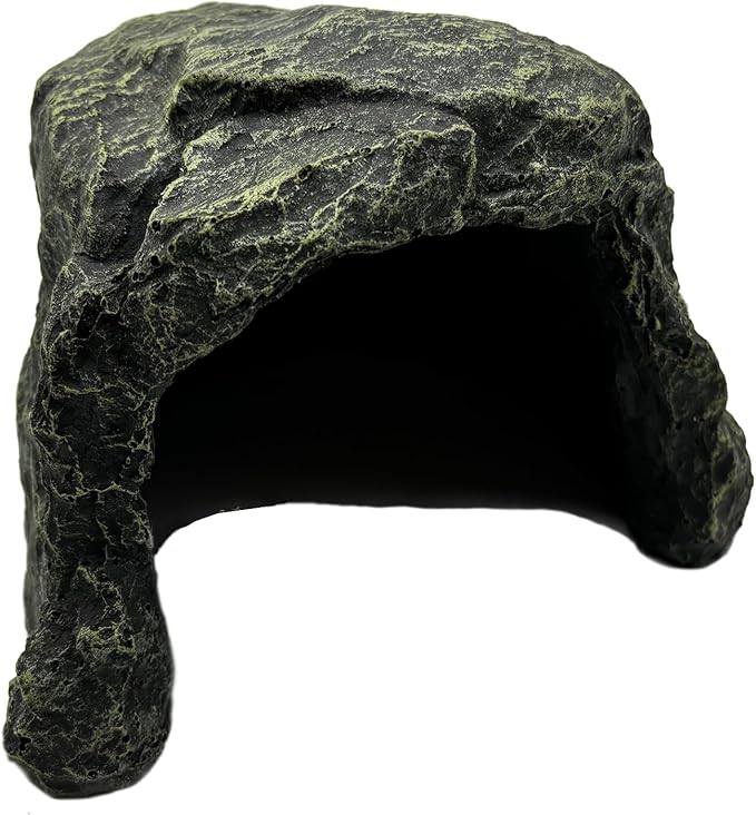 Reptile Rock Hide Cave, Aquarium Habitat Decor Rock Lizard Hideaway Tortoise Hideout for Snakes, Turtles, Amphibians, Fish
