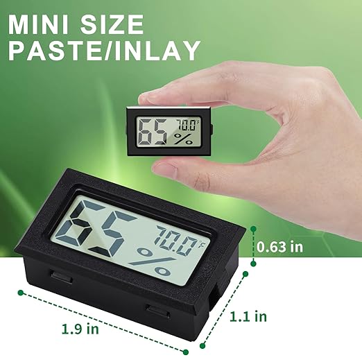 Mini Hygrometer Indoor Humidity Meter, Digital Humidity Gauge Indoor Thermometer (℉) for Home, Office, Reptile, Car, Greenhouse, Lab, Terrarium, Cellar, Humidors A02 Black