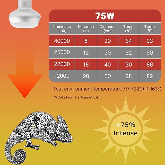 75W Intense Basking Spot Lamp – UVA Daylight Heat Bulb for Reptiles, Simulates Natural Sunrise and Sunset, Enhances Natural Behavior, Suitable for Bearded Dragons, Turtles, Geckos | 2 Pack