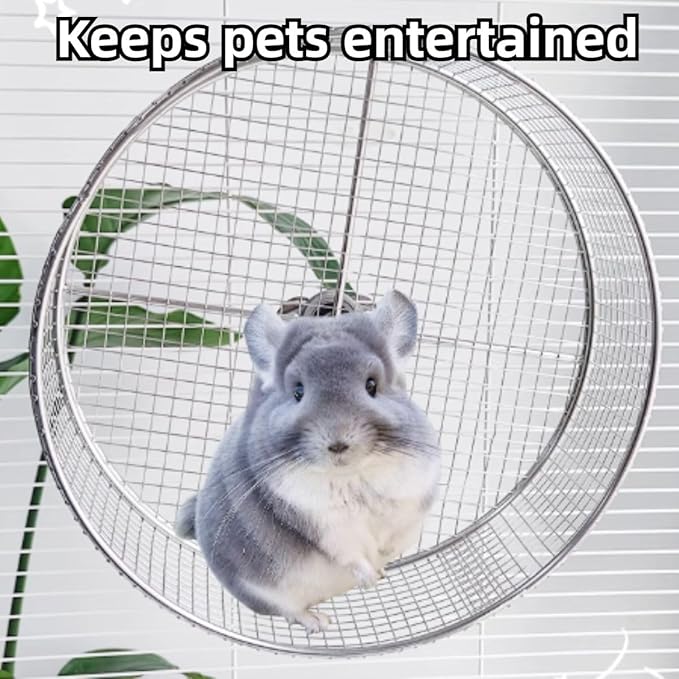 Large Stainless Steel 11.81''L x 3.94''W x 11.81''H Silent Running Wheel for Chinchilla, Toys for Cage, Super Mute Spinner Exercise Running Wheel for Gerbils, Rat, Mice