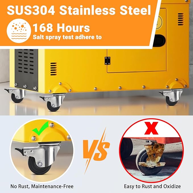 Nefish 3 Inch Heavy Duty Stainless Steel Low Gravity Casters, SUS 304 Industrial Grade Stainless Steel Caster Wheels with Brakes, Durable Castors Set of 4 with Nylon Wheels for Industrial, Equipment