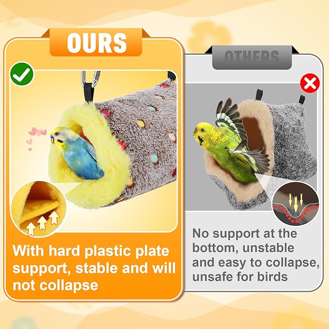 MEWTOGO Small Winter Warm Bird Nest for Cage - Comfortable Birds Bed with Support Plate, Hanging Shed Hideaway Hammock Hut Gift for Macaws African Grey Amazon Parrots