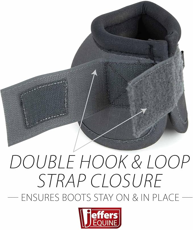 Jeffers Equine No Turn Bell Boots for Horses - Grey, Medium | Shock Absorbing Hoof Protection | Secure Double Hook & Loop Closure, Perfect for Travel, Turnout, Training, & Riding - 1 Pair