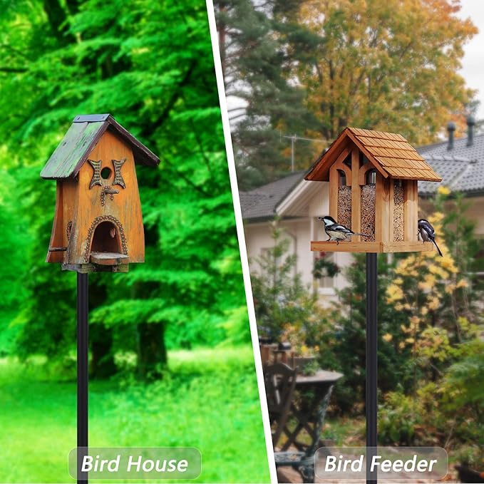 Bird Feeder Pole Stand,95 Inch Bird House Pole for Outdoors Heavy Duty,5 Base Prongs Adjustable Birds Feeder Stand for House