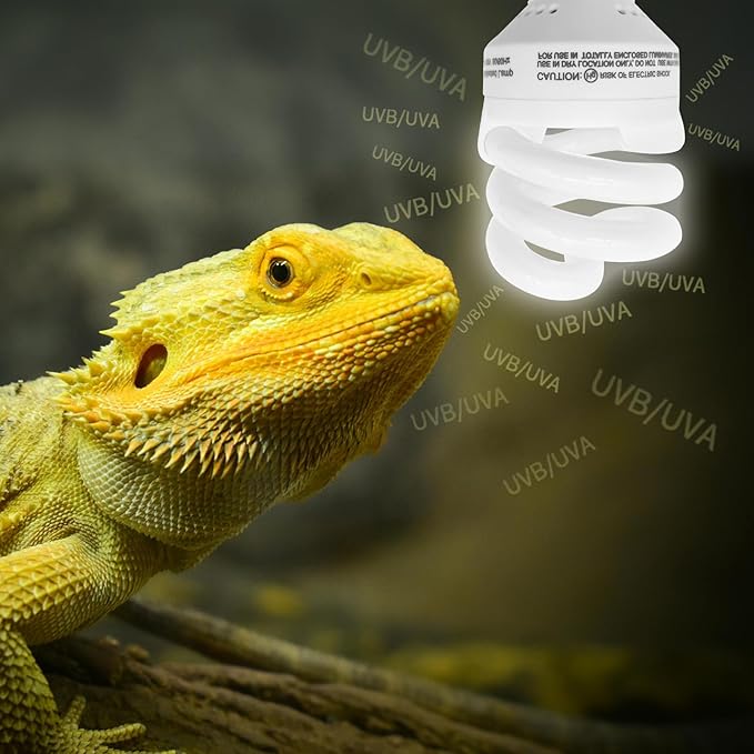 UVB Light Bulb for Reptiles, 9W 10.0 UVA UVB Heat Lamp Bulbs Ideal for Rainforest Reptiles, Bearded Dragons Lizard Turtle Tortoise Iguanas Chameleons Snake (2 Pack)