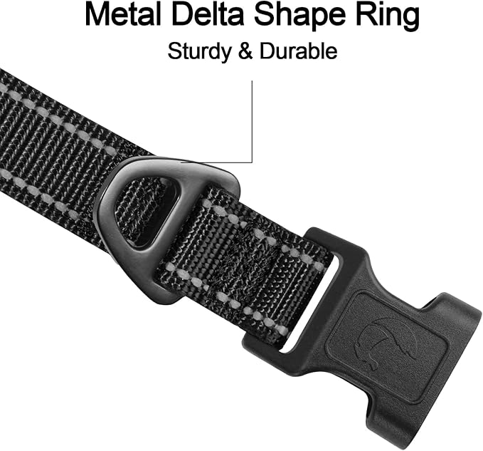 Joytale Reflective Dog Collar, Soft Neoprene Padded, Metal D-Ring, Nylon Pet Collar Adjustable for Small Dogs, Black, S