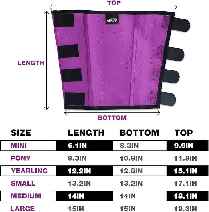 Harrison Howard Loose Fitting Fly Boots UV-Protective Extra Tough Mesh Ventilated Four Fasteners Stay-on Design Protect Horse Legs & Stomp-Reducing Set of 4 Purple Large