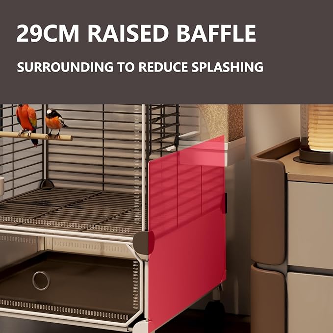 Large Parrot Cage with Acrylic Doors, 4 Casters, Perch & Feeder, Detachable Drawer, Ideal for Cockatiels, Budgies, Conures, Indoor/Outdoor Use – Spacious White Birdcage(Black,72 * 36 * 106)