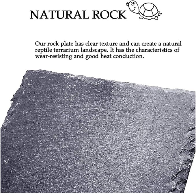 kathson 2 pcs Reptile Basking Platform Tortoise Rock Plate Turtle Bathing Area Feeding Food Dish Resting Terrace（7.9x11.8inch）