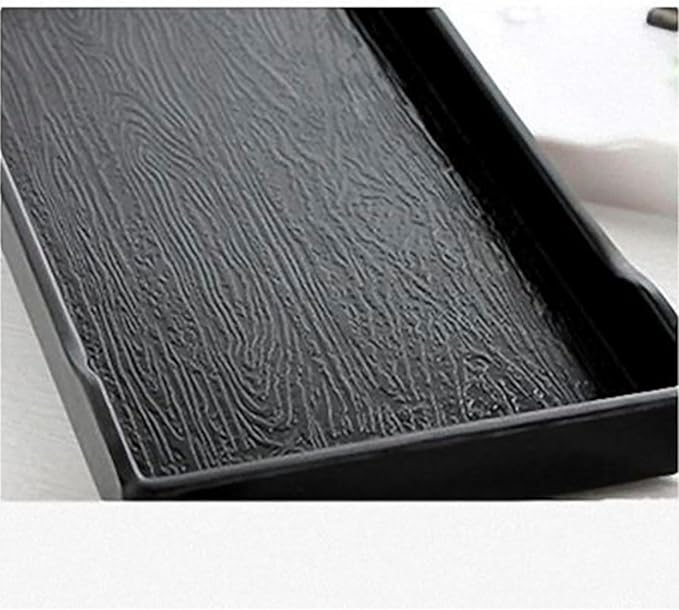 OMEM Reptile Bowl Large Food and Water Dish Enough Space Also Fit for Bath Simulated Wood Grain Surface (S, Black)