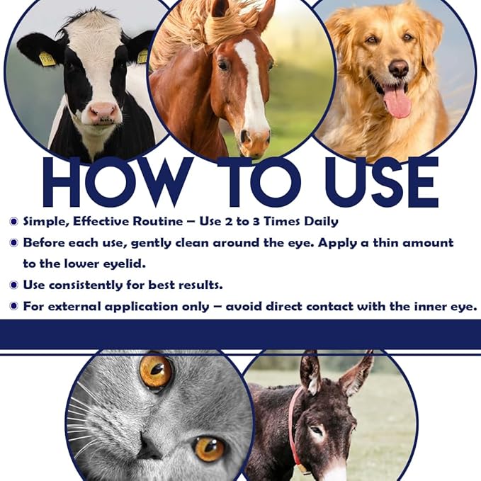 GÜLLÜOGLU Vet Natural Pet Eye Cream– Gentle Eye Care for Dogs, Cats, Horses, Birds, Cattle, Sheep, Puppies & Kittens – Supports Eye Comfort, Reduces Redness & Discharge – 3.5g Tube